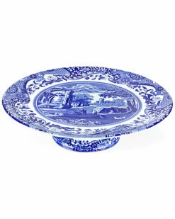 Spode 10.75in "Blue Italian" Footed Cake Plate Home