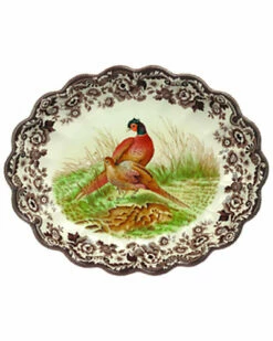 Spode Woodland Pheasant Oval Fluted Dish Home