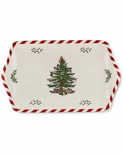 Spode Christmas Tree 12in Peppermint Dessert Tray Home