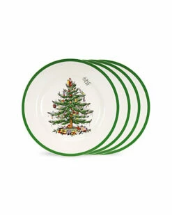 Spode "Christmas Tree" Set Of 4 10.5in Dinner Plates Home