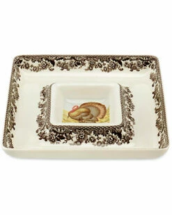 Spode Woodland Turkey Square Chip & Dip Home
