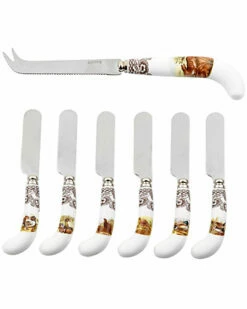 Spode Woodland Rabbit Cutlery Cheese Knife & 6 Spreaders Home