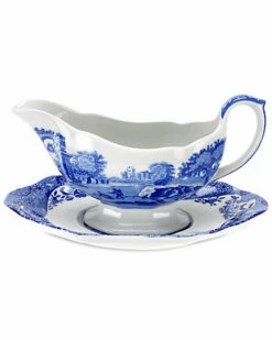 Spode Blue Italian Sauceboat & Stand Home