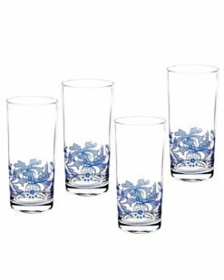 Spode Blue Italian Set Of Four Hi-Ball Glasses Home
