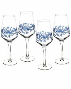 Spode Set Of 4 Blue Italian Wine Glasses Home