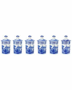 Spode Blue Italian Set Of Six 4in Spice Jars Home