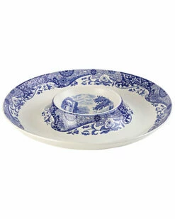 Spode Blue Italian 14.5in Chip & Dip Bowl Home