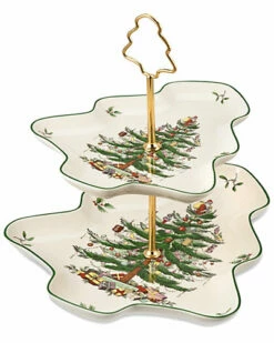 Spode Christmas Tree Sculpted 2 Tier Server Home
