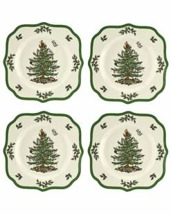 Spode Christmas Tree Set Of 4 Scalloped Salad Plates Home