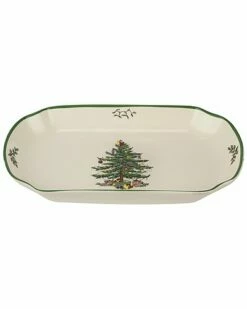 Spode Christmas Tree Rectangular Scalloped Tray Home