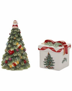 Spode Christmas Tree Gold Figural Collection Tree & Gift Box Salt & Pepper Set Home