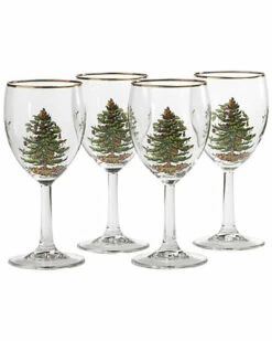 Spode Christmas Tree Set Of 4 Wine Glasses Home