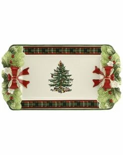 Spode Christmas Tree Figural Tartan Tray Home