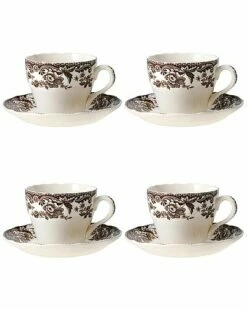 Spode Delamere Set Of 4 Teacups & Saucers Home